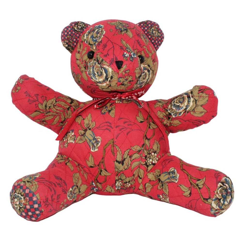 Americana by Sharif Quilted Multi Colored Floral Design Stuffed Decor Bear Plush